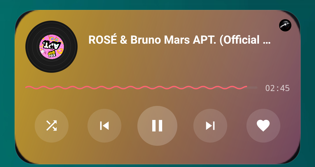 Web Aura music player Android homescreen widget