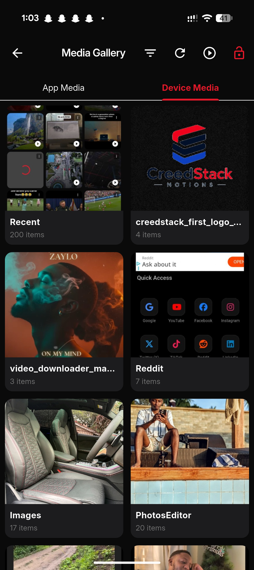 Web Aura media gallery showing app and device media